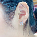 Silver Tone Starfish Drop Earrings With Clear Stones view 4