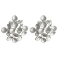 Silver Tone Open Flower Cluster Sculpted Stud Earrings For Women view 5