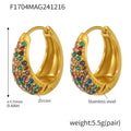 Teardrop Pave Hoop Earrings Zircon Blue Pine Three Sizes view 6