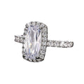 Silver Tone Elongated Rectangle Halo Crystal Ring view 5