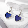 Silver Tone Dark Blue Motif Huggie Drop Earrings in Five Designs view 6
