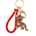 Standing Jeweled Tiger Keychain with Gold Tone Ring and Clasp view 5