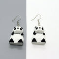 Black and White Panda Figural Drop Earrings with Silver Tone Hooks view 5
