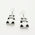 Black and White Panda Figural Drop Earrings with Silver Tone Hooks view 4