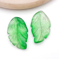 Assorted Green Glass Leaf Charms in Multiple Shapes and Finishes view 7