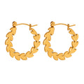 Leaf Laurel Hoop Earrings Gold Or Silver Tone Pair view 5