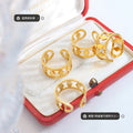 Open Geometric Diamond Cutout Rings Gold And Steel Tone view 2