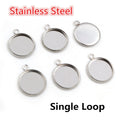 Round Stainless Steel Pendant Bezels With Single or Double Loops view 6