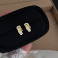Gold Tone Clear Stone Flip Flop Mini Stud Earrings For Women view 1