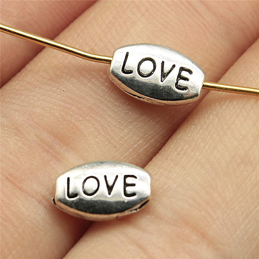 10x6mm 0.7g Antique Silver Zinc Alloy LOVE Letter Loose Metal Beads for Bracelet Jewelry Making