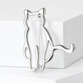 Minimal Outline Cat Brooch in Three Metal Finishes view 5