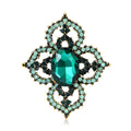 Baroque Oval Gem Crystal Brooch in Five Color Options view 2