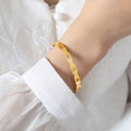 Gold Geometric Cutout Clasp Bangle Clear Zircon Accents view 2