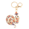 Rhinestone Coin Motif Snake Metal Keychain Gold Tone view 5
