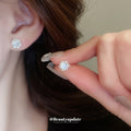 Crystal Snowflake Stud Earrings in Gold and Silver Tones view 4