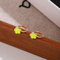 Nine Color Mini Flower Gold Tone Small Huggie Earrings view 9