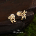 Gold Tone Clear Stone Osmanthus Flower Earrings In Clip And Stud Styles view 6