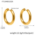 Thick Hoop Huggie Earrings Gold Steel Two-Tone Sizes view 11