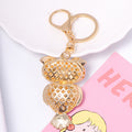 Heart Gem Owl Keychain Rhinestone Eyes Gold Clasp Six Colors view 4