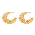 Woven C-Shape Hoop Earrings Gold Silver Copper Plated Pair view 5