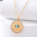 Gold and Silver Tone Geometric Crystal Evil Eye Necklaces view 3