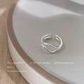 Silver-Tone Double Wave Cross Open Adjustable Band Ring view 6