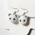 Flocked White Cat and Panda Head Drop Earrings with Random Option view 5