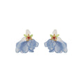 Yellow and Blue Sheer Petal Flower Dangle Earrings view 5