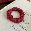 Burgundy Satin Scrunchie Hair Ties Four Style Pack view 6