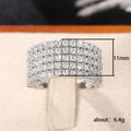 Wide Six-Row Clear Stone Band Ring In Polished Silver Tone view 4