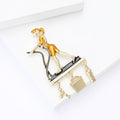 Enamel Walking Woman Brooch with Charm Tassels Dangle Pin view 4