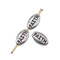 Antique Silver Faith Word Oval Bead for Jewelry Making view 3