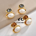 Glass Crystal Pearl Oval Stud Earrings for Women in 2 Pictured Styles view 1