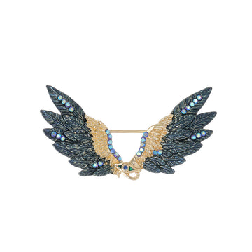 Blue Silver Tone Horse Crystal Enamel Metal Brooch Pin
