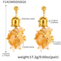Crystal Chip Cluster Drop Earrings Gold Bell Cap Stainless view 7