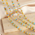 Gold Cube Bead Multicolor Stone Beaded Choker Necklace view 2