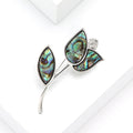 Abalone Shell Tulip Stem Brooch in Silver Tone Jewelry view 3