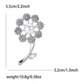 Crystal Dandelion Metal Brooch with Pearl Center in Silver and Gold view 6