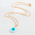 Round Blue Evil Eye Pendant Necklaces in Gold or Silver Tone view 5