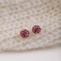 Six Color Pave Crystal Look Round Ball Stud Earrings view 2