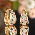 Gold Tone Multicolor Crystal Tapered Huggie Earrings view 2