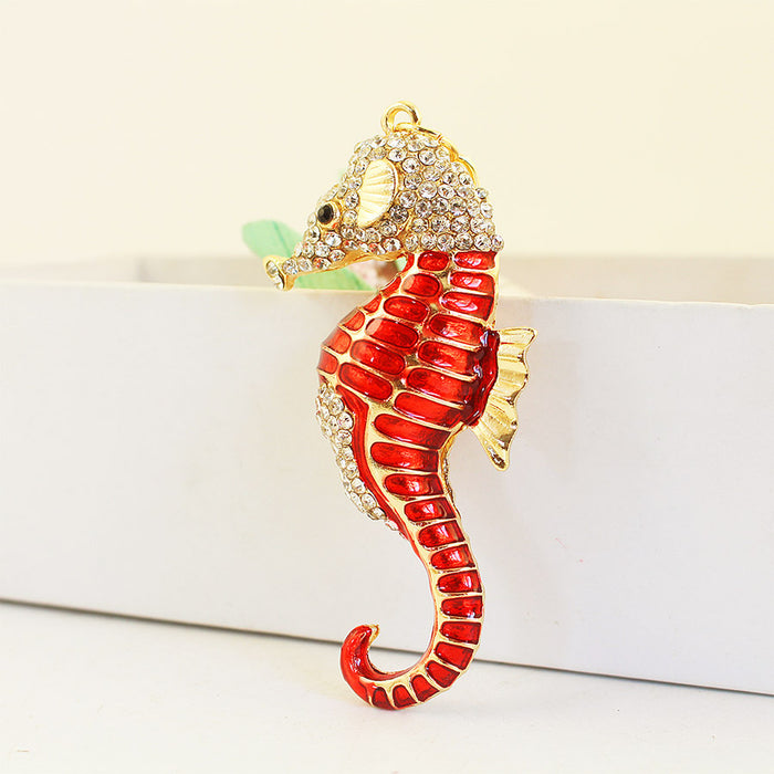 Rhinestone Seahorse Ocean Animal Car Keychain Bag Charm