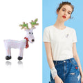 White Enamel Deer Brooch with Green Antlers Decorative Lapel Pin view 2