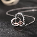 Two Tone Silver Rose Gold Heart Cat Pendant Necklace view 5