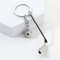 Silver Tone Golf Club And Textured Ball Metal Keychain view 4