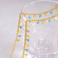 Gold Curb Star Charm Necklace Blue Green Pink Enamel view 2