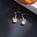 Gold Lotus and Gourd Inspired Delicate Small Hook Earrings view 2