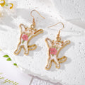 Gold Cat Silhouette Pressed Flower Drop Earrings 4 Styles view 3