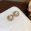 Gold Tone Crystal Stud Earrings In Six Geometric Designs view 10