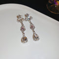 Silver Tone Pink Branch And Teardrop Crystal Necklace And Earrings view 6